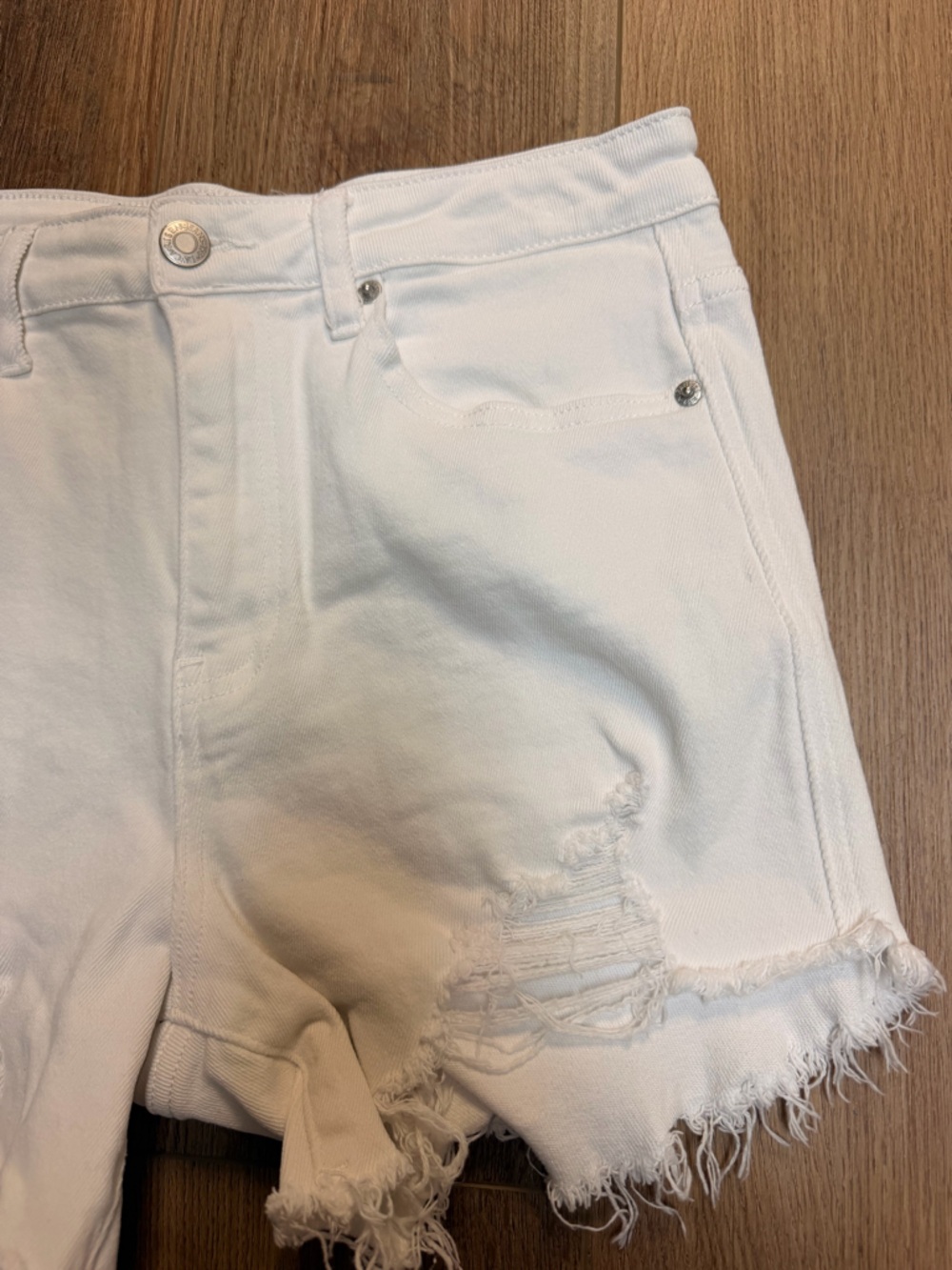 White Distressed Women’s Jean Shorts - Picture 8 of 12